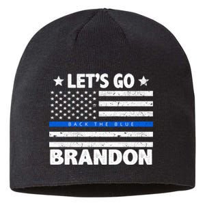 Let's Go Brandon Blue Thin Line Back The Blue FJB Chant Sustainable Beanie