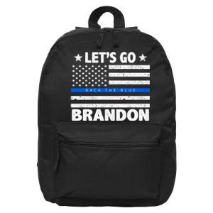 Let's Go Brandon Blue Thin Line Back The Blue FJB Chant 16 in Basic Backpack