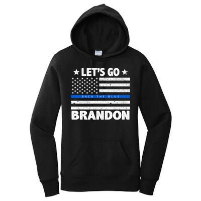 Let's Go Brandon Blue Thin Line Back The Blue FJB Chant Women's Pullover Hoodie