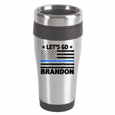 Let's Go Brandon Blue Thin Line Back The Blue FJB Chant 16oz Travel Tumbler