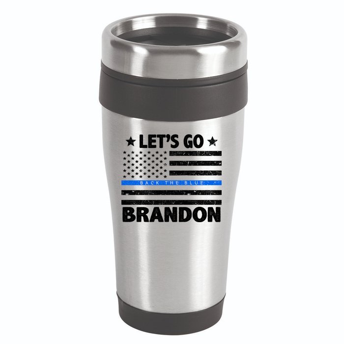 Let's Go Brandon Blue Thin Line Back The Blue FJB Chant 16oz Travel Tumbler