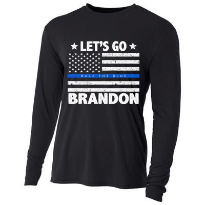 Let's Go Brandon Blue Thin Line Back The Blue FJB Chant Cooling Performance Long Sleeve Crew