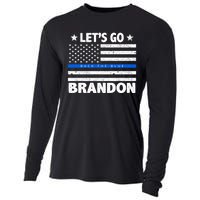 Let's Go Brandon Blue Thin Line Back The Blue FJB Chant Cooling Performance Long Sleeve Crew