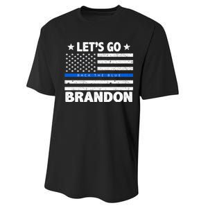 Let's Go Brandon Blue Thin Line Back The Blue FJB Chant Performance Sprint T-Shirt