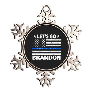 Let's Go Brandon Blue Thin Line Back The Blue FJB Chant Metallic Star Ornament