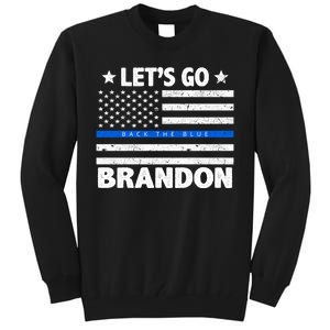 Let's Go Brandon Blue Thin Line Back The Blue FJB Chant Tall Sweatshirt