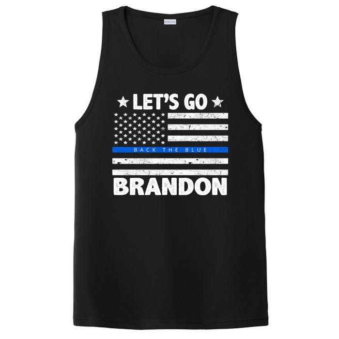 Let's Go Brandon Blue Thin Line Back The Blue FJB Chant PosiCharge Competitor Tank