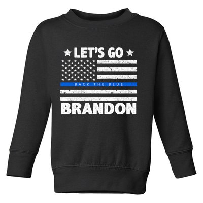 Let's Go Brandon Blue Thin Line Back The Blue FJB Chant Toddler Sweatshirt