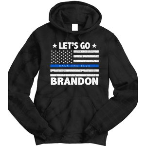 Let's Go Brandon Blue Thin Line Back The Blue FJB Chant Tie Dye Hoodie