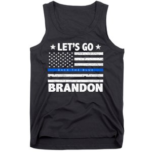 Let's Go Brandon Blue Thin Line Back The Blue FJB Chant Tank Top