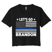 Let's Go Brandon Blue Thin Line Back The Blue FJB Chant Women's Crop Top Tee
