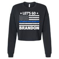 Let's Go Brandon Blue Thin Line Back The Blue FJB Chant Cropped Pullover Crew