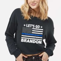 Let's Go Brandon Blue Thin Line Back The Blue FJB Chant Cropped Pullover Crew