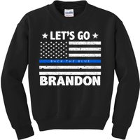 Let's Go Brandon Blue Thin Line Back The Blue FJB Chant Kids Sweatshirt