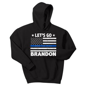 Let's Go Brandon Blue Thin Line Back The Blue FJB Chant Kids Hoodie