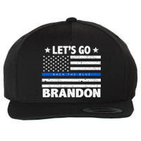 Let's Go Brandon Blue Thin Line Back The Blue FJB Chant Wool Snapback Cap