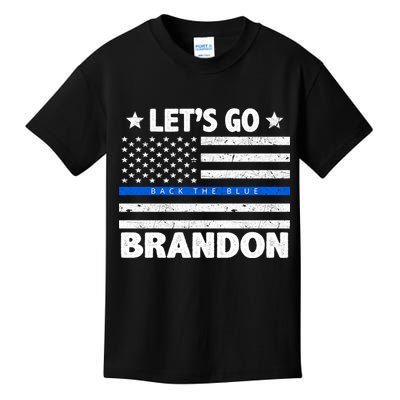 Let's Go Brandon Blue Thin Line Back The Blue FJB Chant Kids T-Shirt
