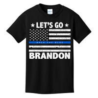 Let's Go Brandon Blue Thin Line Back The Blue FJB Chant Kids T-Shirt