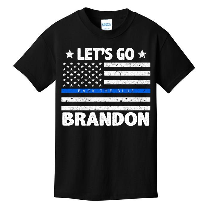 Let's Go Brandon Blue Thin Line Back The Blue FJB Chant Kids T-Shirt