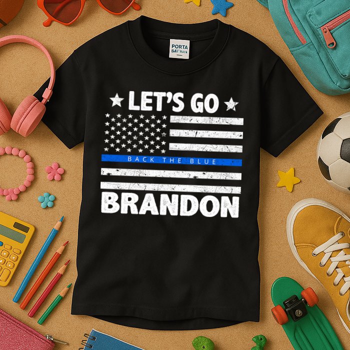 Let's Go Brandon Blue Thin Line Back The Blue FJB Chant Kids T-Shirt