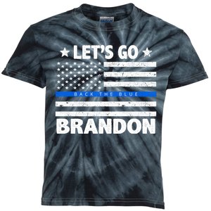 Let's Go Brandon Blue Thin Line Back The Blue FJB Chant Kids Tie-Dye T-Shirt