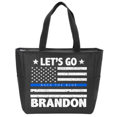 Let's Go Brandon Blue Thin Line Back The Blue FJB Chant Zip Tote Bag
