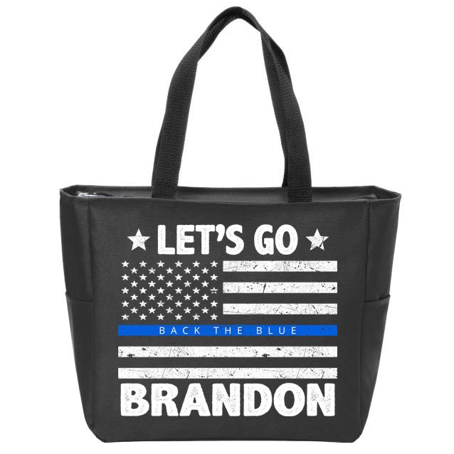 Let's Go Brandon Blue Thin Line Back The Blue FJB Chant Zip Tote Bag