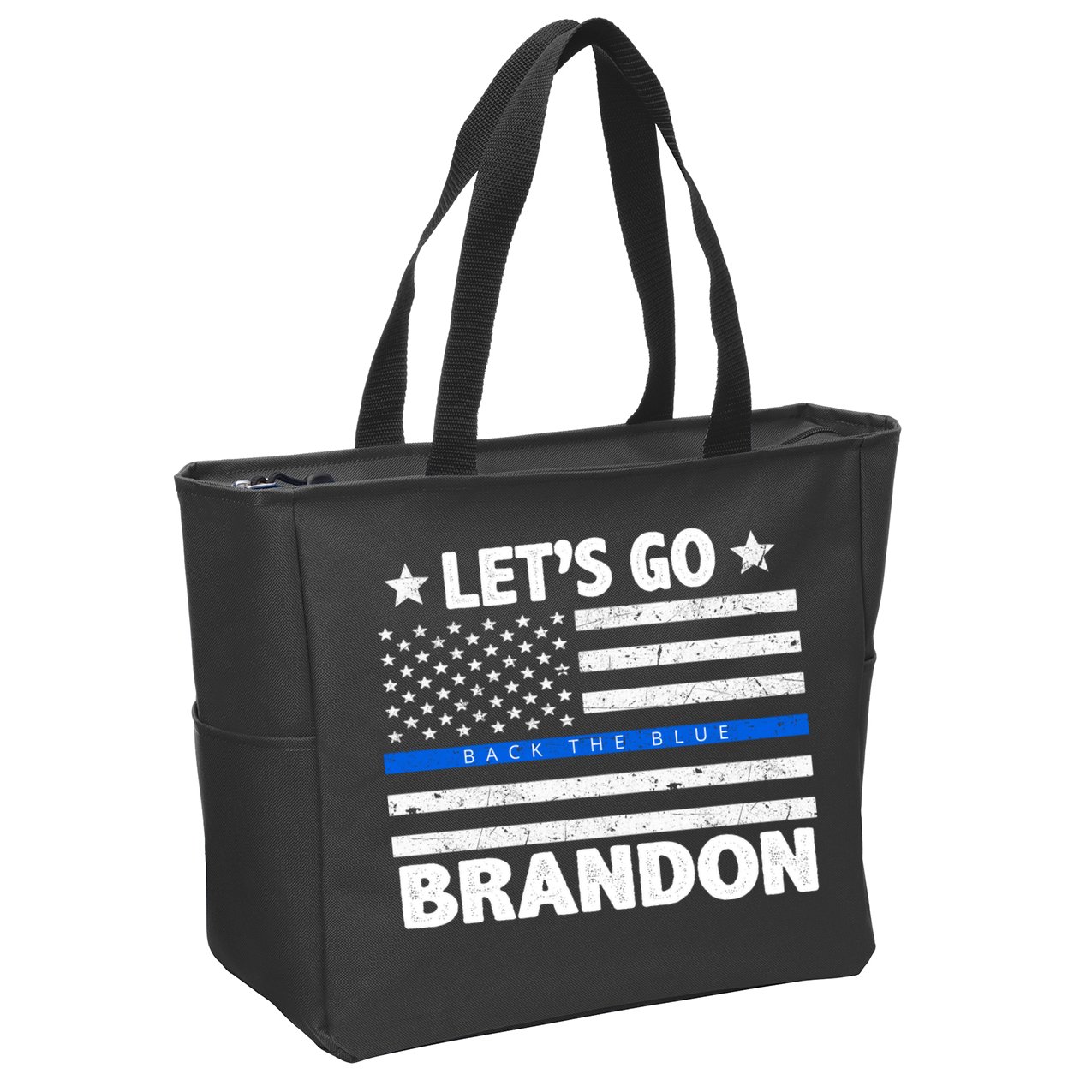 Let's Go Brandon Blue Thin Line Back The Blue FJB Chant Zip Tote Bag