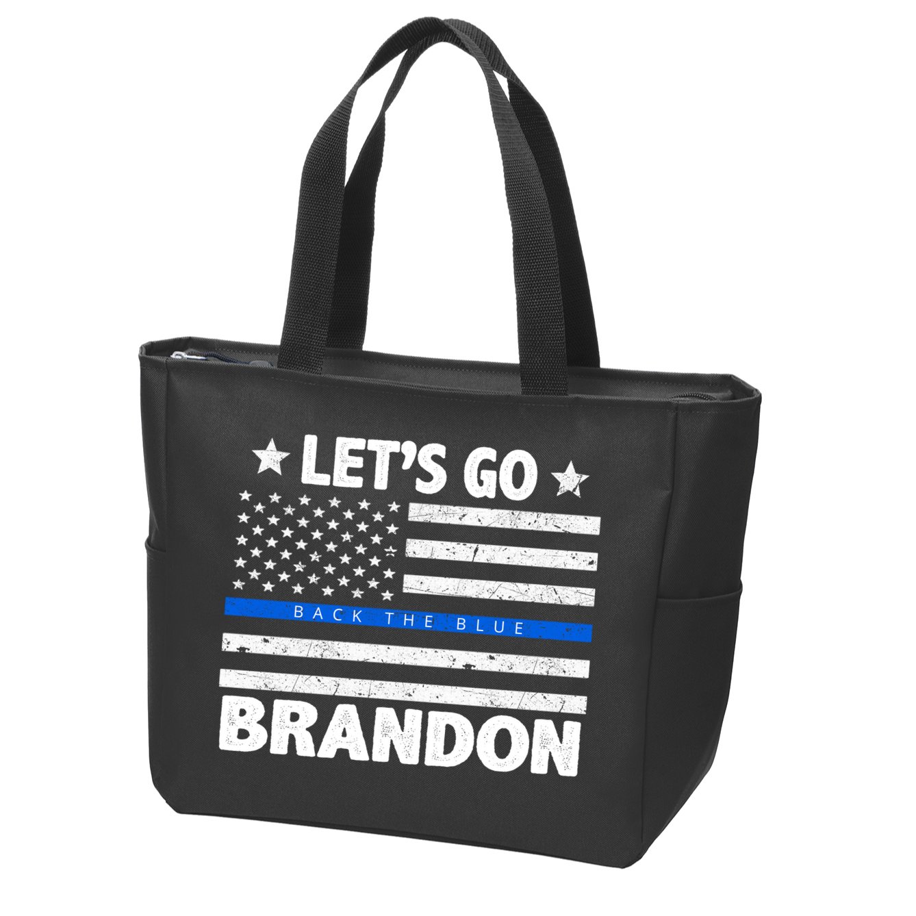 Let's Go Brandon Blue Thin Line Back The Blue FJB Chant Zip Tote Bag