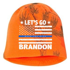 Let's Go Brandon Blue Thin Line Back The Blue FJB Chant Kati - Camo Knit Beanie