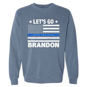 Let's Go Brandon Blue Thin Line Back The Blue FJB Chant Garment-Dyed Sweatshirt