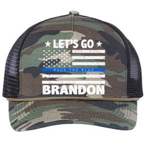 Let's Go Brandon Blue Thin Line Back The Blue FJB Chant Retro Rope Trucker Hat Cap