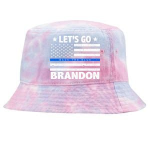 Let's Go Brandon Blue Thin Line Back The Blue FJB Chant Tie-Dyed Bucket Hat