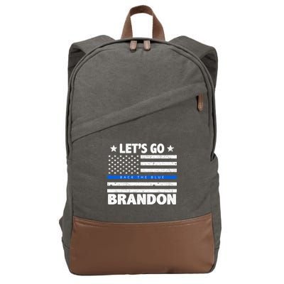 Let's Go Brandon Blue Thin Line Back The Blue FJB Chant Cotton Canvas Backpack