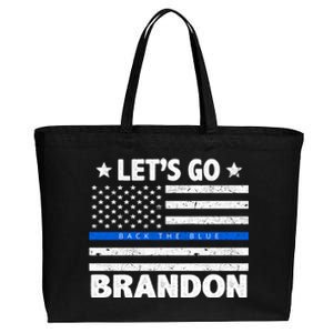 Let's Go Brandon Blue Thin Line Back The Blue FJB Chant Cotton Canvas Jumbo Tote