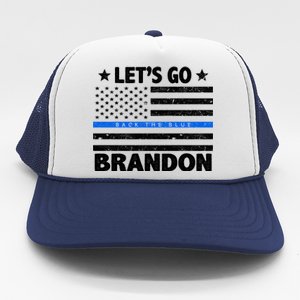 Let's Go Brandon Blue Thin Line Back The Blue FJB Chant Trucker Hat