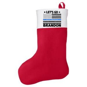 Let's Go Brandon Blue Thin Line Back The Blue FJB Chant Felt Holiday Christmas Stocking