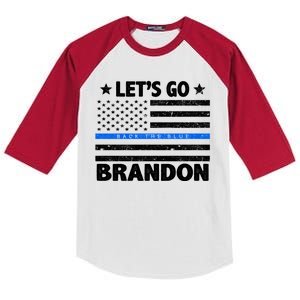 Let's Go Brandon Blue Thin Line Back The Blue FJB Chant Kids Colorblock Raglan Jersey