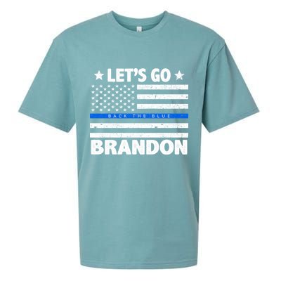 Let's Go Brandon Blue Thin Line Back The Blue FJB Chant Sueded Cloud Jersey T-Shirt