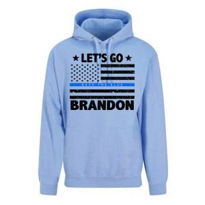 Let's Go Brandon Blue Thin Line Back The Blue FJB Chant Unisex Surf Hoodie