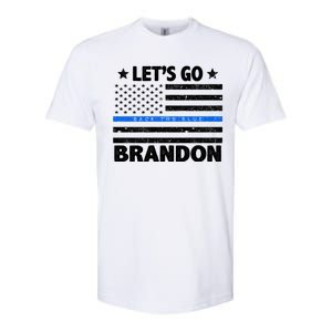 Let's Go Brandon Blue Thin Line Back The Blue FJB Chant Softstyle CVC T-Shirt