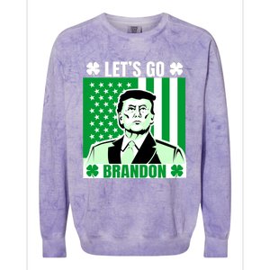 Lets Go Brandon St Patrick's Day Trump America Flag Clover Colorblast Crewneck Sweatshirt