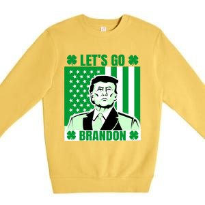 Lets Go Brandon St Patrick's Day Trump America Flag Clover Premium Crewneck Sweatshirt