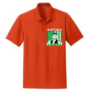 Lets Go Brandon St Patrick's Day Trump America Flag Clover Dry Zone Grid Polo