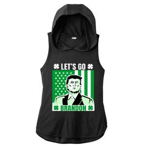 Lets Go Brandon St Patrick's Day Trump America Flag Clover Ladies PosiCharge Tri-Blend Wicking Draft Hoodie Tank