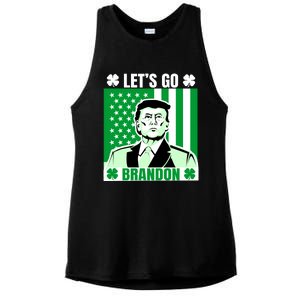 Lets Go Brandon St Patrick's Day Trump America Flag Clover Ladies PosiCharge Tri-Blend Wicking Tank