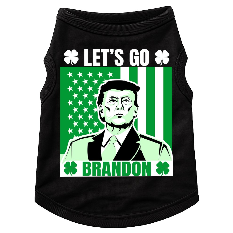 Lets Go Brandon St Patrick's Day Trump America Flag Clover Doggie Tank