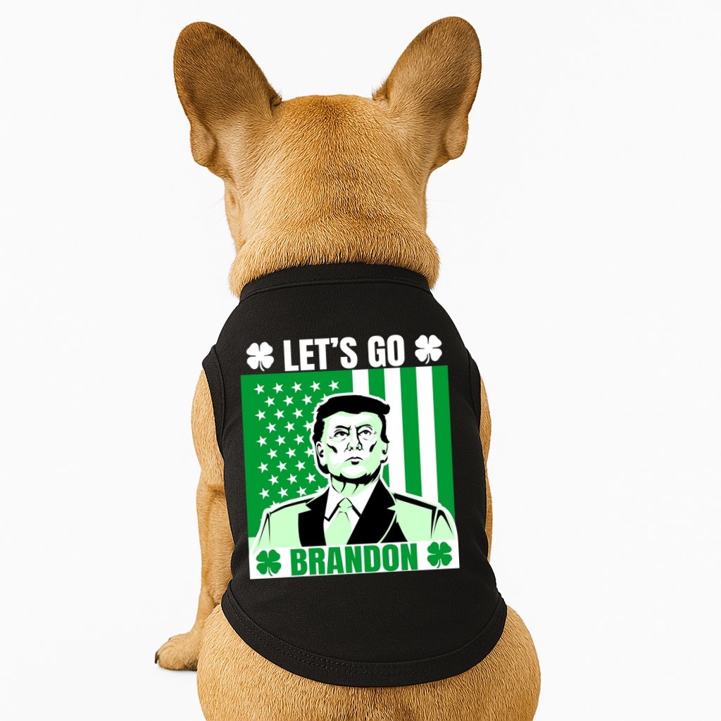 Lets Go Brandon St Patrick's Day Trump America Flag Clover Doggie Tank