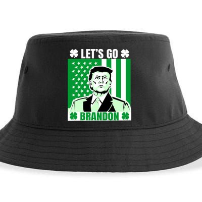 Lets Go Brandon St Patrick's Day Trump America Flag Clover Sustainable Bucket Hat