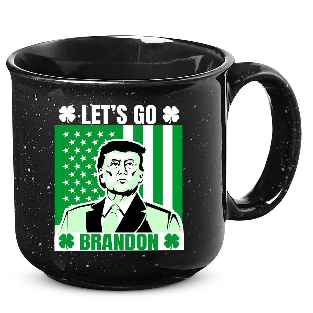 Lets Go Brandon St Patrick's Day Trump America Flag Clover 15oz Campfire Ceramic Mug